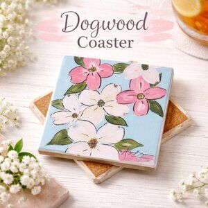 Pink Dogwood Flower Sandstone Coaster - Single - Cottage Floral Absorbent